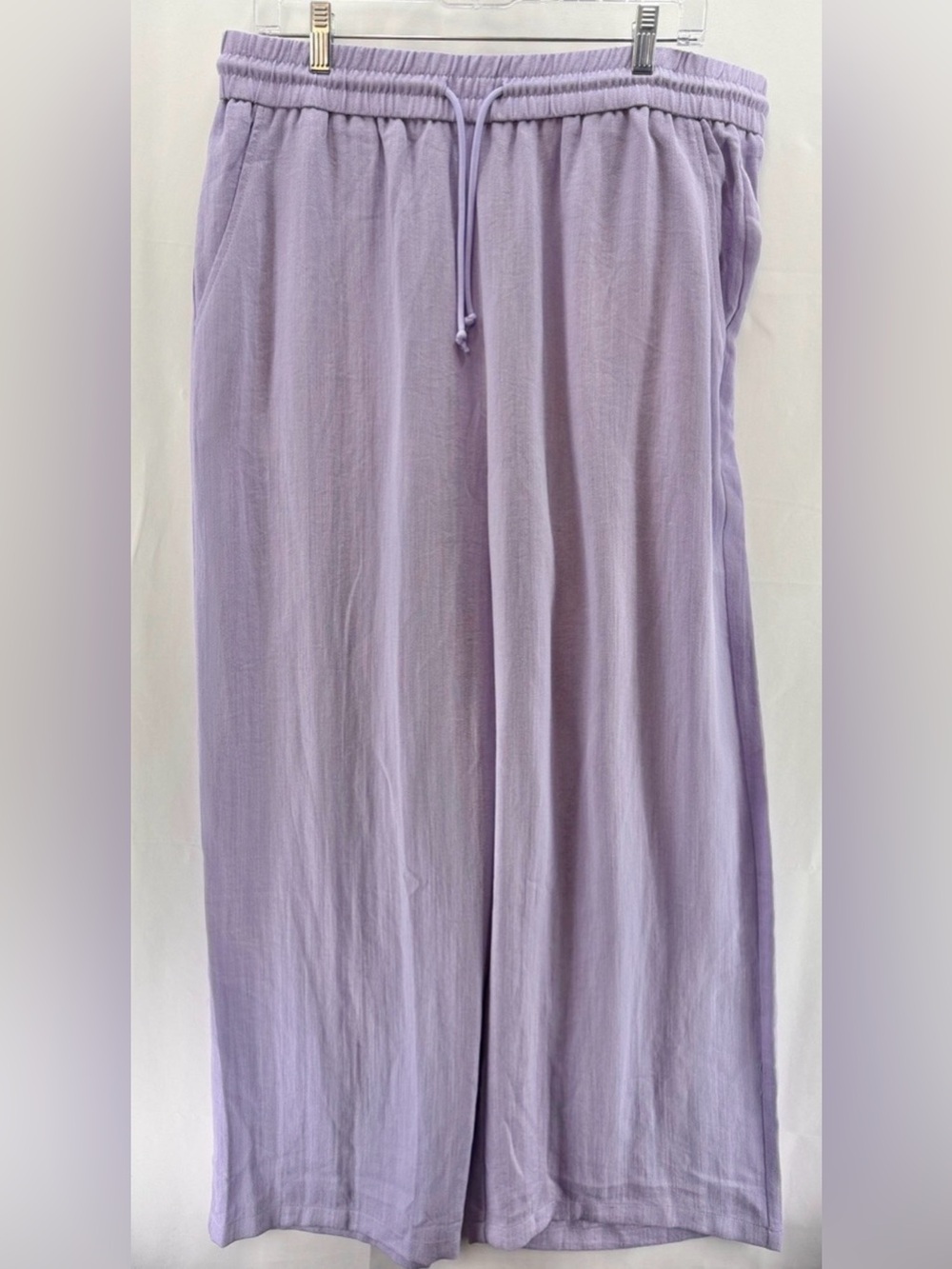 HALARA Lilac High Waisted Drawstring Pocket Wide Leg Linen-Feel Pants Size XL - Picture 3 of 12